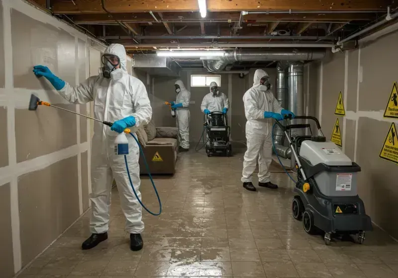 Basement Moisture Removal and Structural Drying process in Marlborough, MA